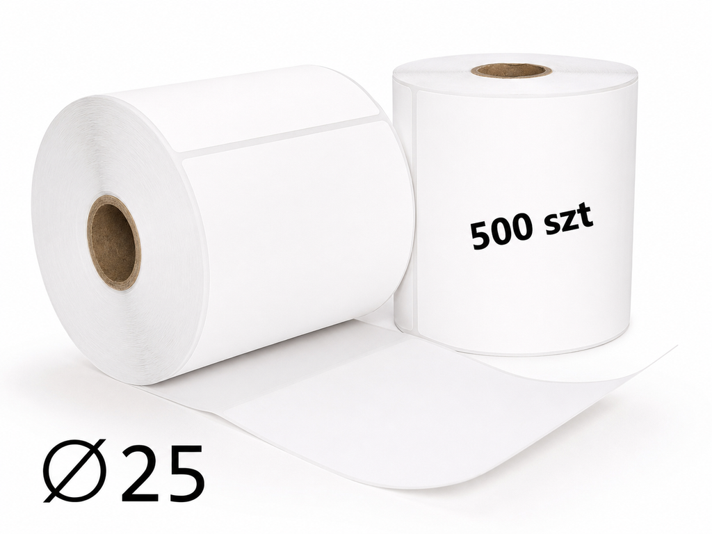 Etykiety Termiczne 100x150mm Perforacja 500 Sztuk fi 25 / Karton 24 ROLKI